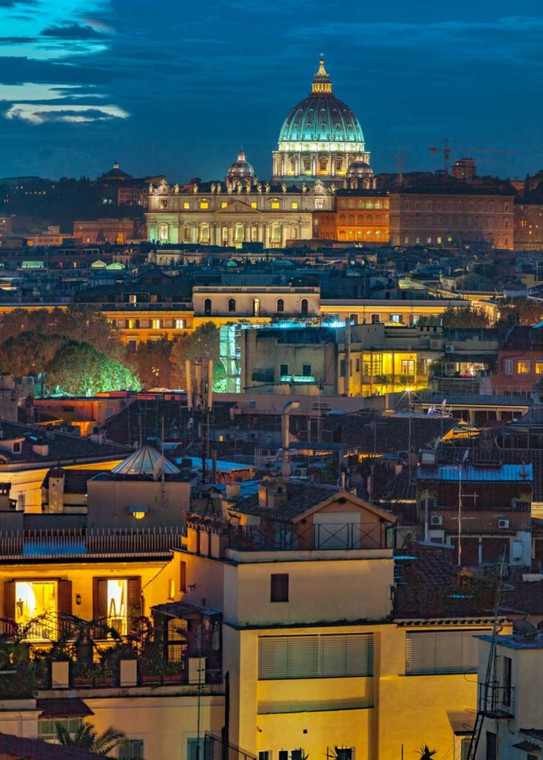 Frank Assaf Città del Vaticano con la Basilica di San Pietro, Roma, Italia europeo cm114X82 Immagine su CARTA TELA PANNELLO CORNICE Verticale