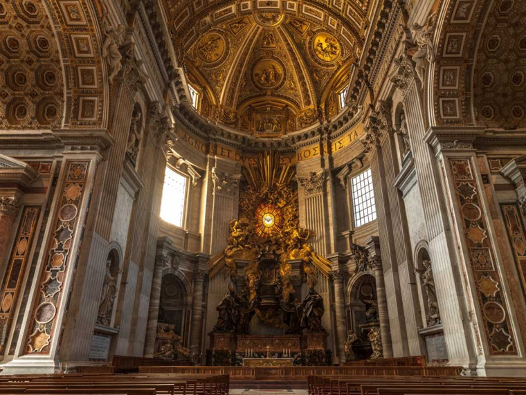 Frank Assaf All'interno della Basilica di San Pietro, Roma, Italia europeo cm59X80 Immagine su CARTA TELA PANNELLO CORNICE Orizzontale