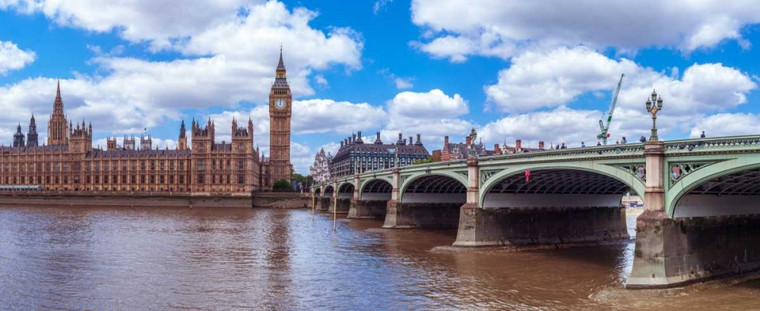 Frank Assaf Houses of Parliament e il Big Ben, Londra, Regno Unito europeo cm57X141 Immagine su CARTA TELA PANNELLO CORNICE Orizzontale