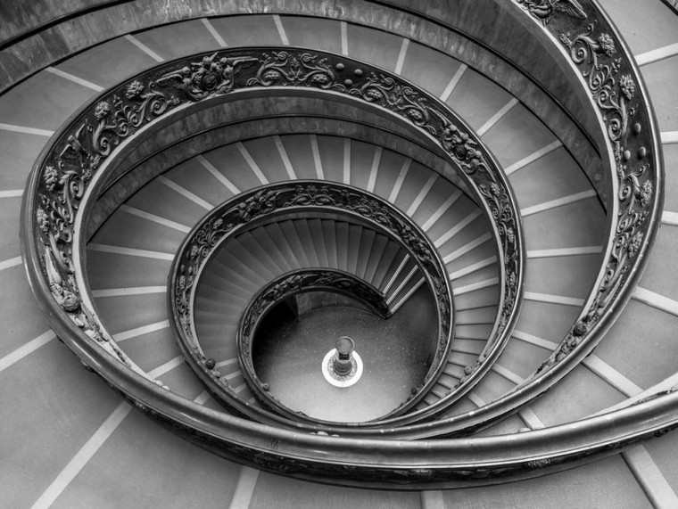 Frank Assaf Scala a chiocciola al museo del Vaticano, Roma, Italia europeo cm61X82 Immagine su CARTA TELA PANNELLO CORNICE Orizzontale