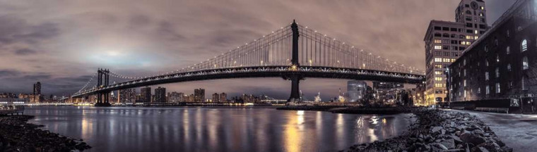Frank Assaf Ponte di Manhattan e New York City Natura cm73X256 Immagine su CARTA TELA PANNELLO CORNICE Orizzontale