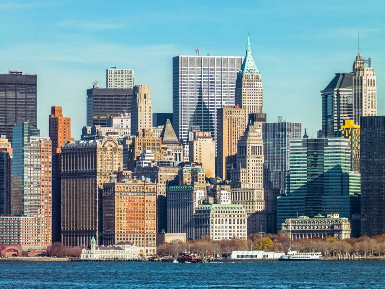 Frank Assaf Skyline di Manhattan bassa con grattacieli, New York Natura cm61X82 Immagine su CARTA TELA PANNELLO CORNICE Orizzontale