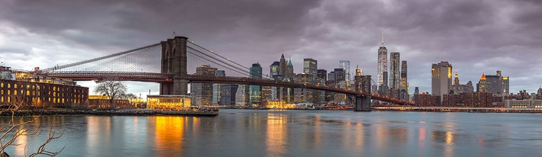 Frank Assaf Ponte di Brooklyn e skyline di Manhattan, New York, FTBR 1835 fotografia cm73X253 Immagine su CARTA TELA PANNELLO CORNICE Orizzontale