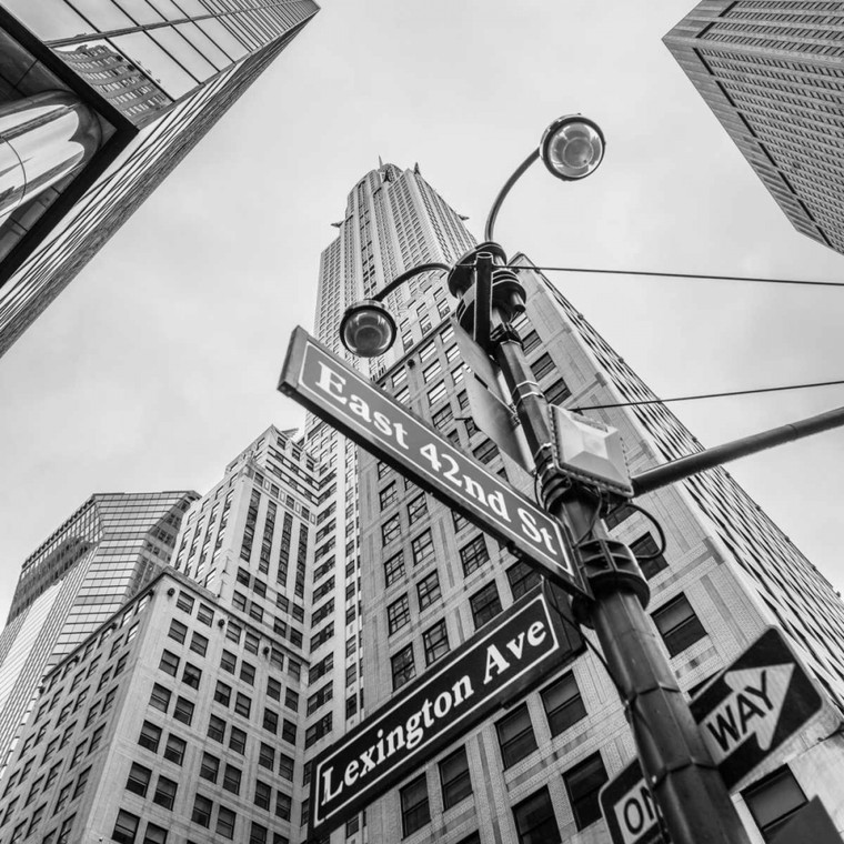 Frank Assaf città Chrysler Building di New York segni cm74X74 Immagine su CARTA TELA PANNELLO CORNICE Quadrata