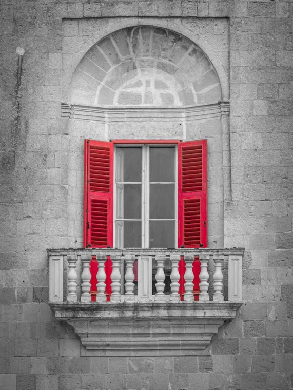 Frank Assaf balcone Maltese tradizionale, Mdina, Malta Vintage ? cm82X61 Immagine su CARTA TELA PANNELLO CORNICE Verticale