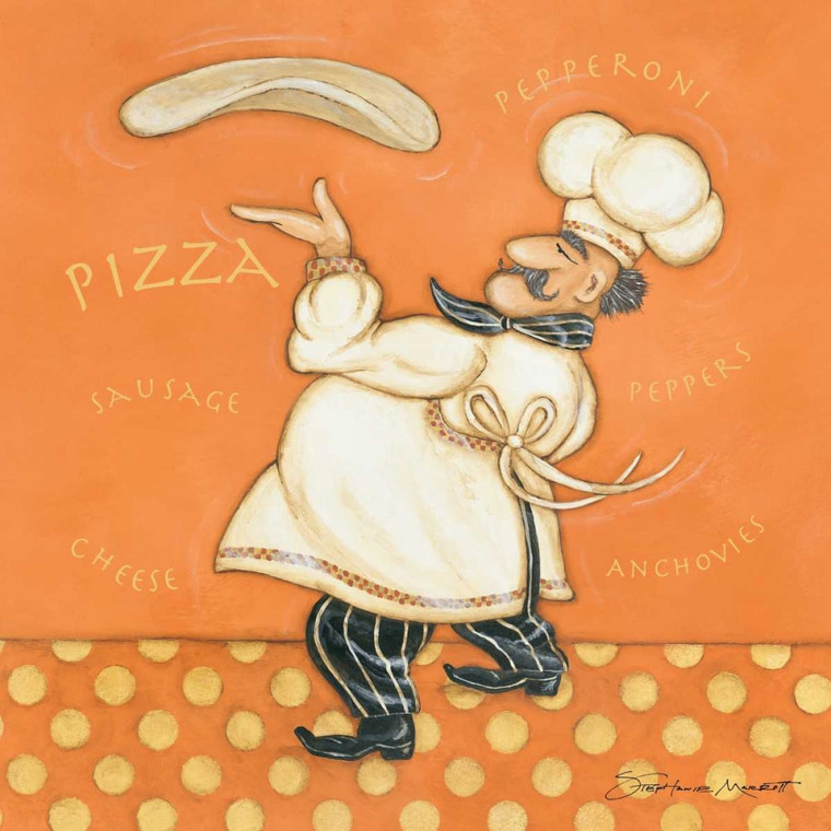 Marrott Stephanie Pizza Chef europeo cm36X36 Immagine su CARTA TELA PANNELLO CORNICE Quadrata