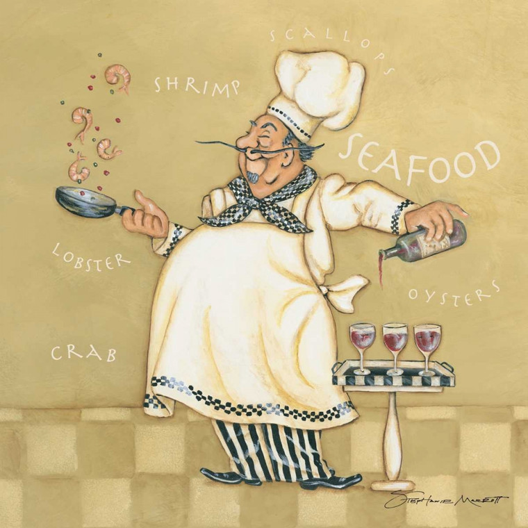 Marrott Stephanie Seafood Chef Cibo cm36X36 Immagine su CARTA TELA PANNELLO CORNICE Quadrata