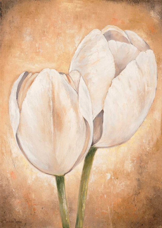 Lotus Lenna Tulip è un beige II Floreale cm125X89 Immagine su CARTA TELA PANNELLO CORNICE Verticale