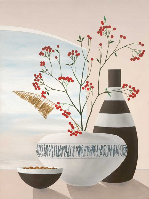 Sedalia David Rowan Berries II Botanico cm100X76 Immagine su CARTA TELA PANNELLO CORNICE Verticale