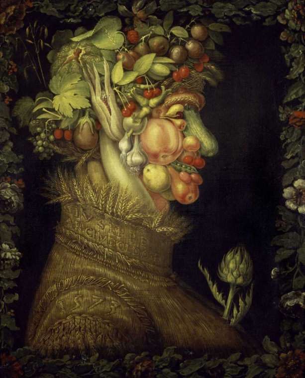 Arcimboldo Giuseppe Estate Astratto cm89X70 Immagine su CARTA TELA PANNELLO CORNICE Verticale