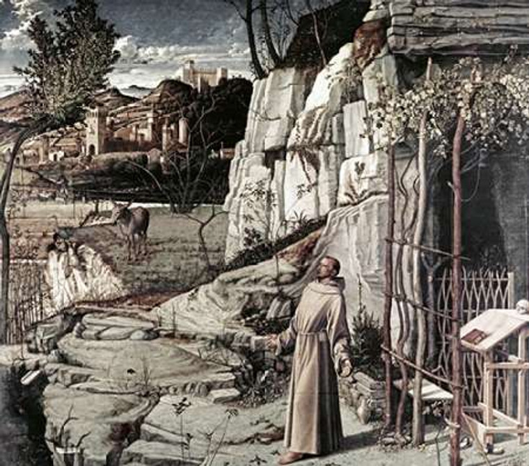 Bellini Giovanni San Francesco in estasi museo cm75X84 Immagine su CARTA TELA PANNELLO CORNICE Orizzontale