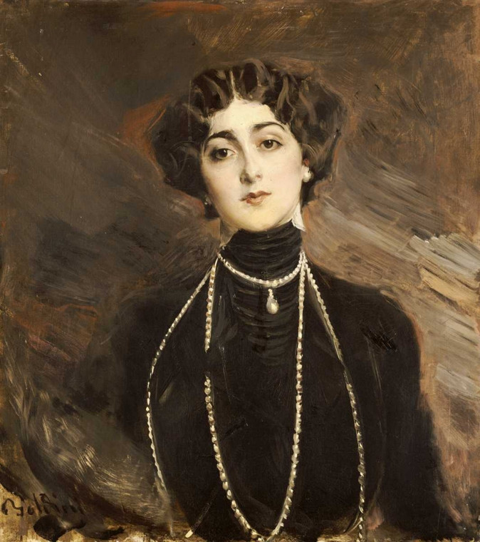 Boldini Giovanni Portrait of Lina Cavalieri Figurativo cm75X66 Immagine su CARTA TELA PANNELLO CORNICE Verticale