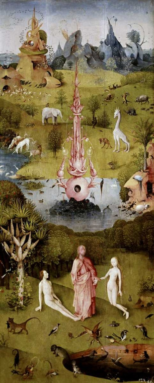 Bosch Hieronymus Giardino delle Delizie   Particolare Pannello sinistro Animali cm139X54 Immagine su CARTA TELA PANNELLO CORNICE Verticale