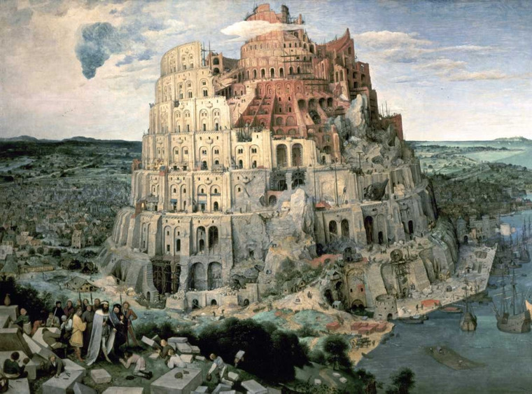 Bruegel Pieter the Elder Torre di Babele Costiero cm68X93 Immagine su CARTA TELA PANNELLO CORNICE Orizzontale