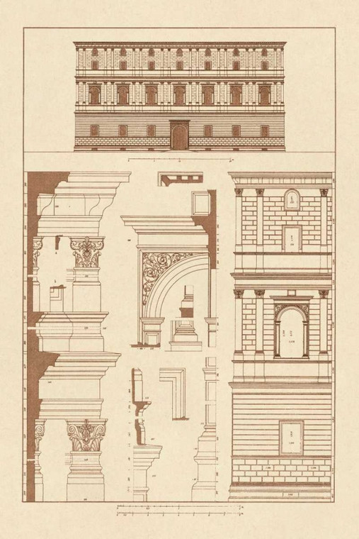 Buhlmann J. Palazzo Giraud a Roma europeo cm82X54 Immagine su CARTA TELA PANNELLO CORNICE Verticale