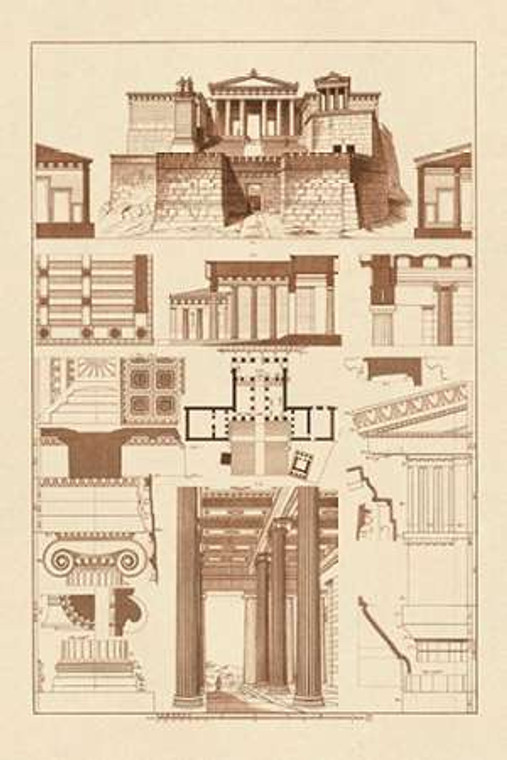 Buhlmann J. I Propilei dell'Acropoli ad Atene museo cm82X54 Immagine su CARTA TELA PANNELLO CORNICE Verticale