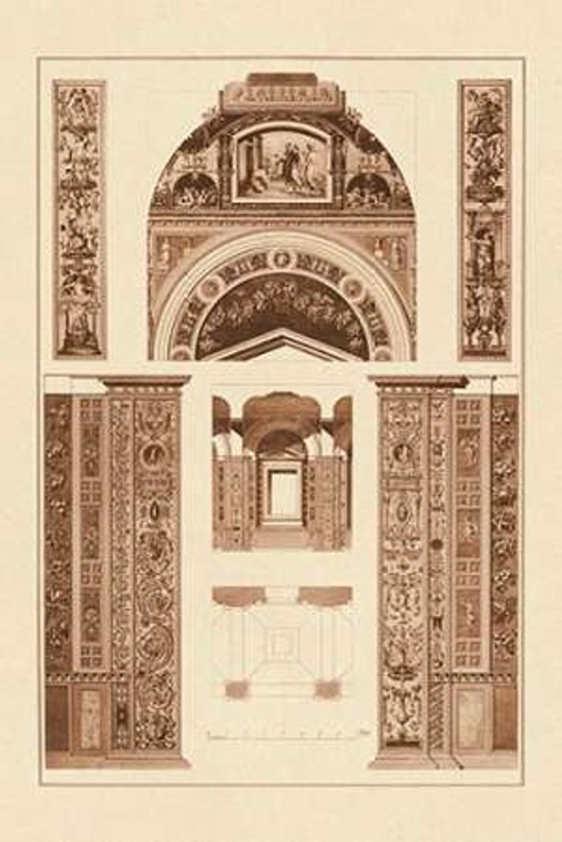 Buhlmann J. Decorazione della Seconda Corridoio del Logge in Vaticano museo cm82X54 Immagine su CARTA TELA PANNELLO CORNICE Verticale