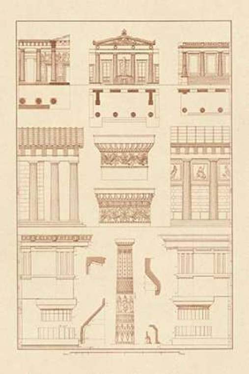 Buhlmann J. Ordine Dorico, il Tempio di Zeus e Cased Colonna museo cm82X54 Immagine su CARTA TELA PANNELLO CORNICE Verticale