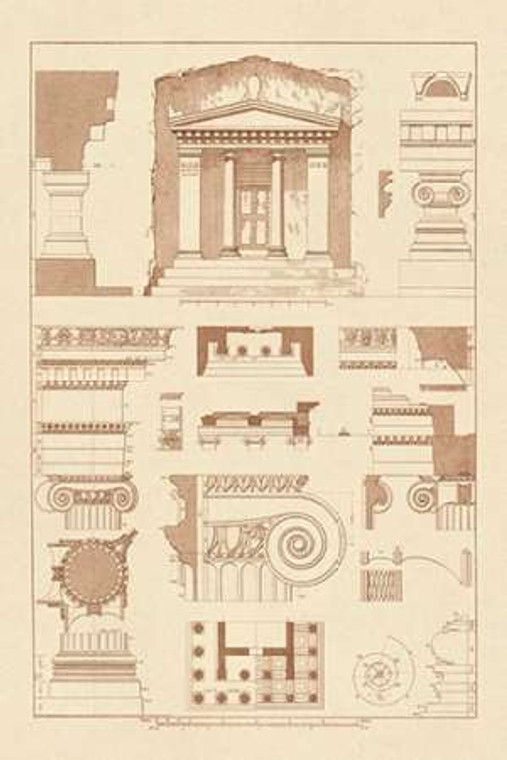 Buhlmann J. Tomba di Aminta e Tempio di Atena Polia museo cm82X54 Immagine su CARTA TELA PANNELLO CORNICE Verticale