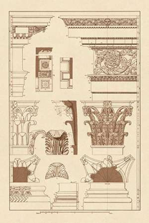 Buhlmann J. Trabeazioni, capitelli e basamenti museo cm82X54 Immagine su CARTA TELA PANNELLO CORNICE Verticale