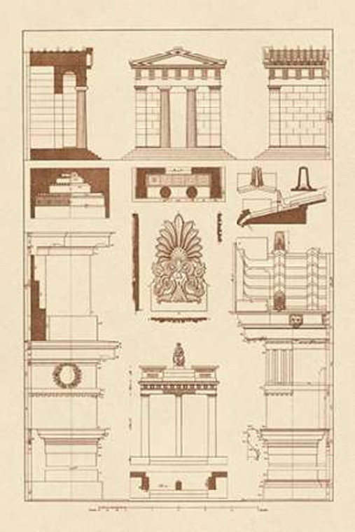 Buhlmann J. Tempio di Diana, Monumento di Trasillo museo cm82X54 Immagine su CARTA TELA PANNELLO CORNICE Verticale