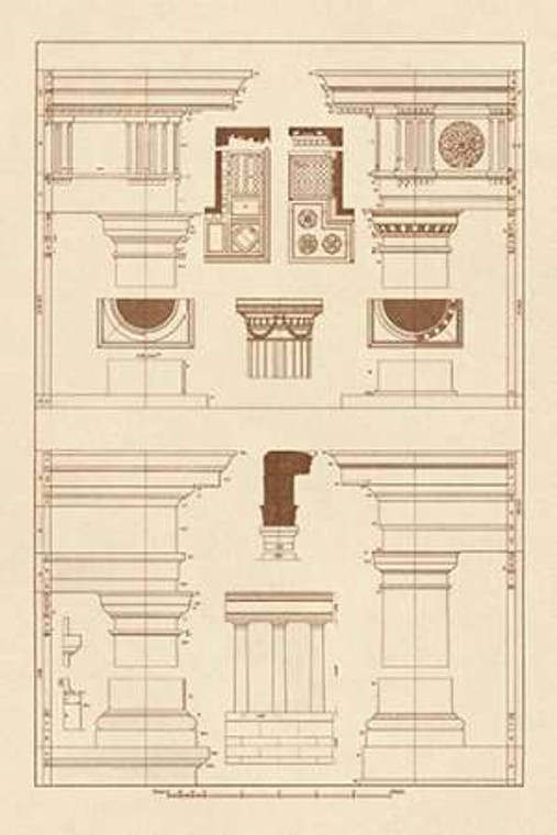 Buhlmann J. Doriche, Ordini e Tuscan Columns museo cm82X54 Immagine su CARTA TELA PANNELLO CORNICE Verticale