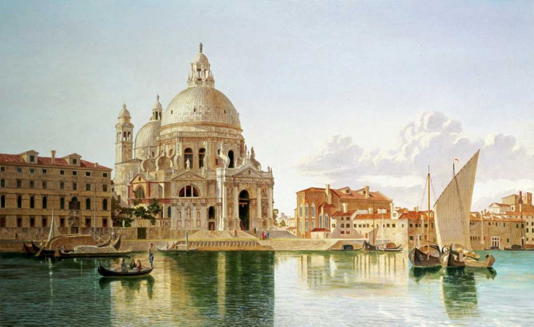 Burnett William Hickling The Santa Maria Della Salute, Venice Costiero cm54X89 Immagine su CARTA TELA PANNELLO CORNICE Orizzontale