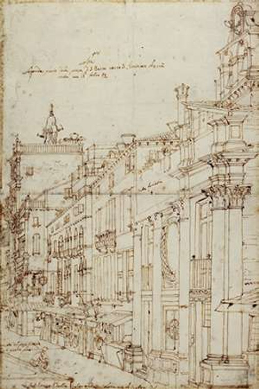 Canaletto Il Campo S. Basso: il lato nord con la Chiesa, 1740 museo cm82X54 Immagine su CARTA TELA PANNELLO CORNICE Verticale