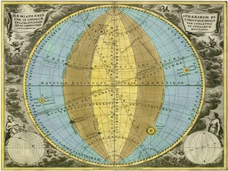 Cellarius Andreas Mappe dei Cieli: Hemisphaeria SphaeraMaps museo cm68X91 Immagine su CARTA TELA PANNELLO CORNICE Orizzontale