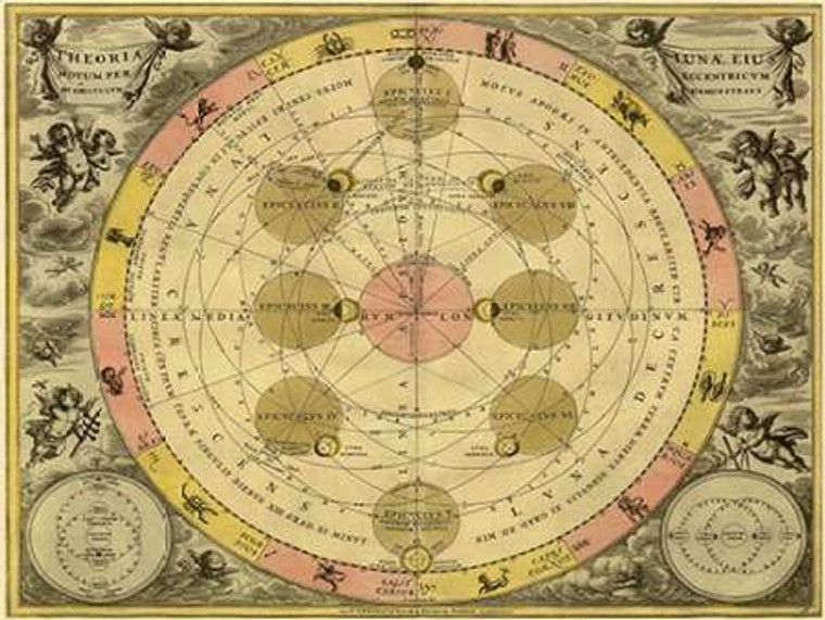Cellarius Andreas Mappe dei Cieli: Theoria Luna museo cm68X91 Immagine su CARTA TELA PANNELLO CORNICE Orizzontale
