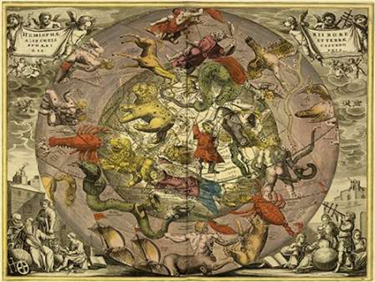Cellarius Andreas Mappe dei Cieli: Hemisphaeriibore Alis Coelietterrae museo cm68X91 Immagine su CARTA TELA PANNELLO CORNICE Orizzontale