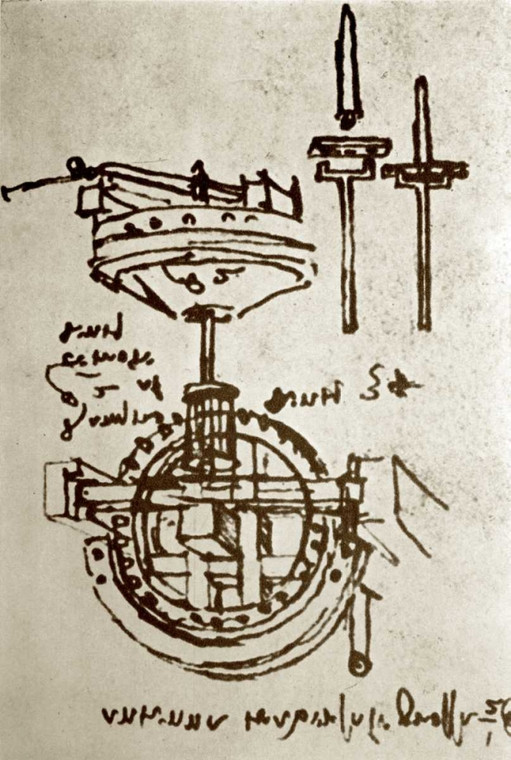 Da Vinci Leonardo Meccanico disegni No. 3 Architettura cm73X48 Immagine su CARTA TELA PANNELLO CORNICE Verticale