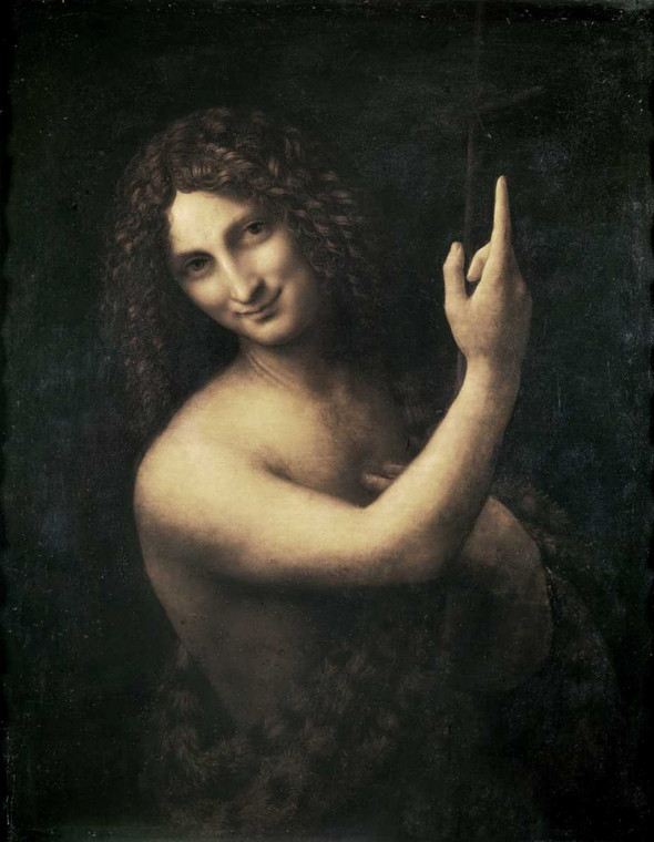 Da Vinci Leonardo San Giovanni Battista Figurativo cm91X70 Immagine su CARTA TELA PANNELLO CORNICE Verticale