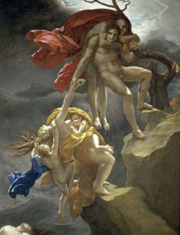 De Roucy Trioson Anne Girodet Scena del Diluvio museo cm93X70 Immagine su CARTA TELA PANNELLO CORNICE Verticale