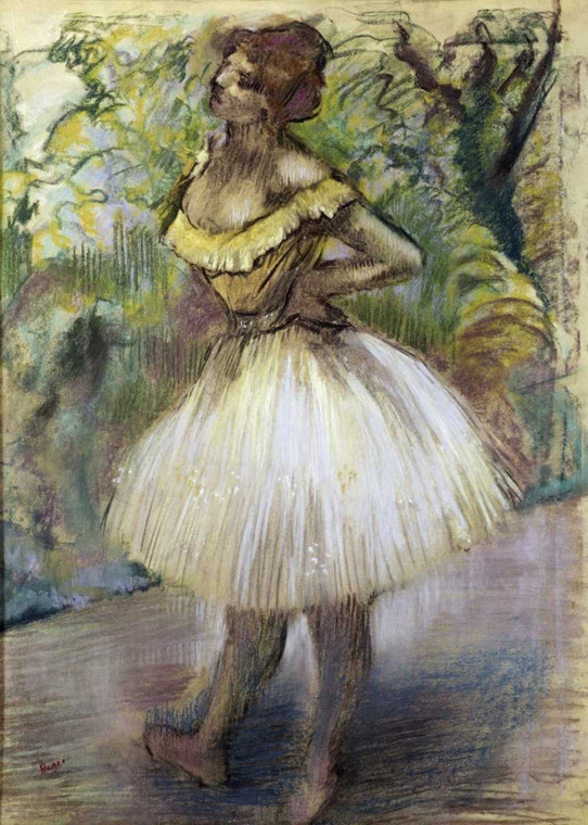 Degas Edgar Dancer In Giallo Danza cm96X68 Immagine su CARTA TELA PANNELLO CORNICE Verticale