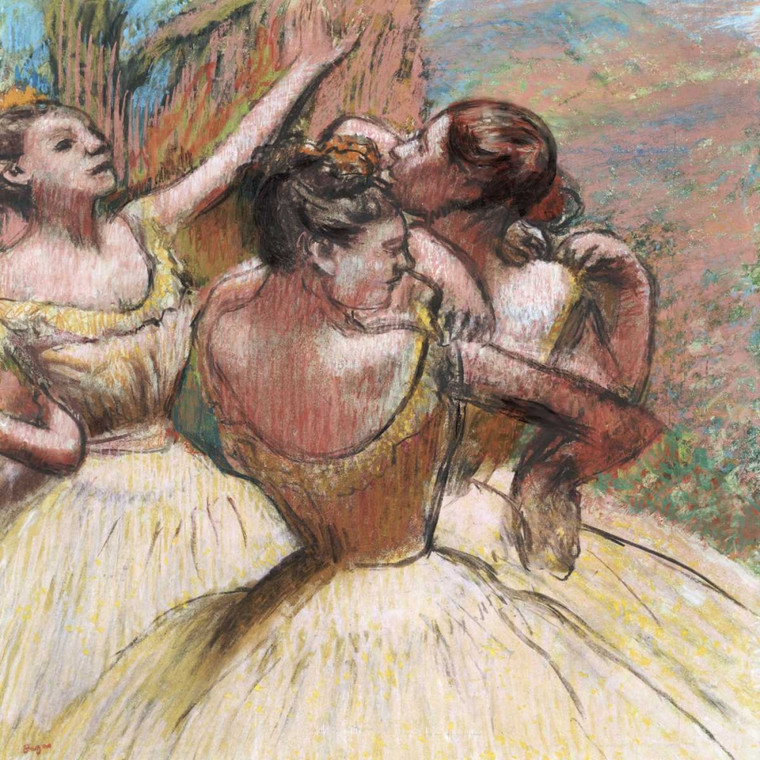 Degas Edgar tre Ballerini Danza cm64X64 Immagine su CARTA TELA PANNELLO CORNICE Quadrata
