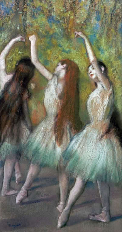 Degas Edgar verde Ballerini Danza cm93X48 Immagine su CARTA TELA PANNELLO CORNICE Verticale