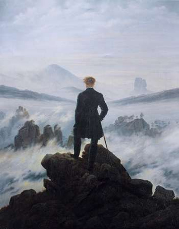 Friedrich Caspar David Viandante sul mare di nebbia museo cm98X77 Immagine su CARTA TELA PANNELLO CORNICE Verticale
