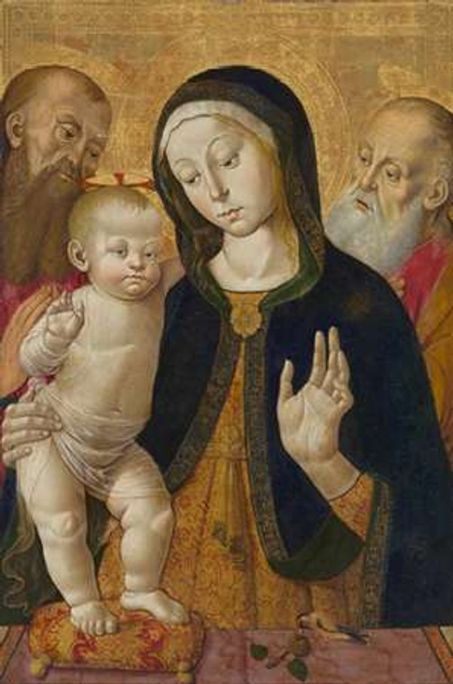 Fungai Bernardino Madonna con Bambino e due Santi Eremita museo cm82X52 Immagine su CARTA TELA PANNELLO CORNICE Verticale