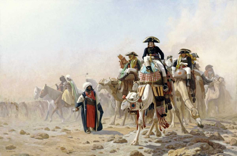Gerome Jean Leon Napoleone e il suo stato maggiore in Egitto Animali cm54X84 Immagine su CARTA TELA PANNELLO CORNICE Orizzontale