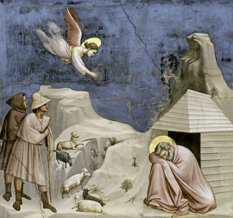 Giotto Josephs sogno Animali cm77X82 Immagine su CARTA TELA PANNELLO CORNICE Orizzontale