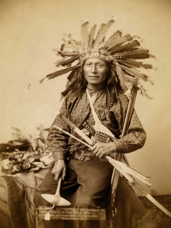 Grabill John C.H. Little, l'istigatore di Indian Rivolta a Pine Ridge, 1890 I Figurativo cm73X54 Immagine su CARTA TELA PANNELLO CORNICE Verticale