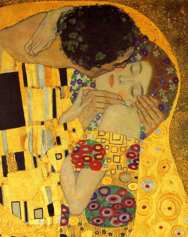 Klimt Gustav Il bacio   particolare 2 Figurativo cm91X70 Immagine su CARTA TELA PANNELLO CORNICE Verticale