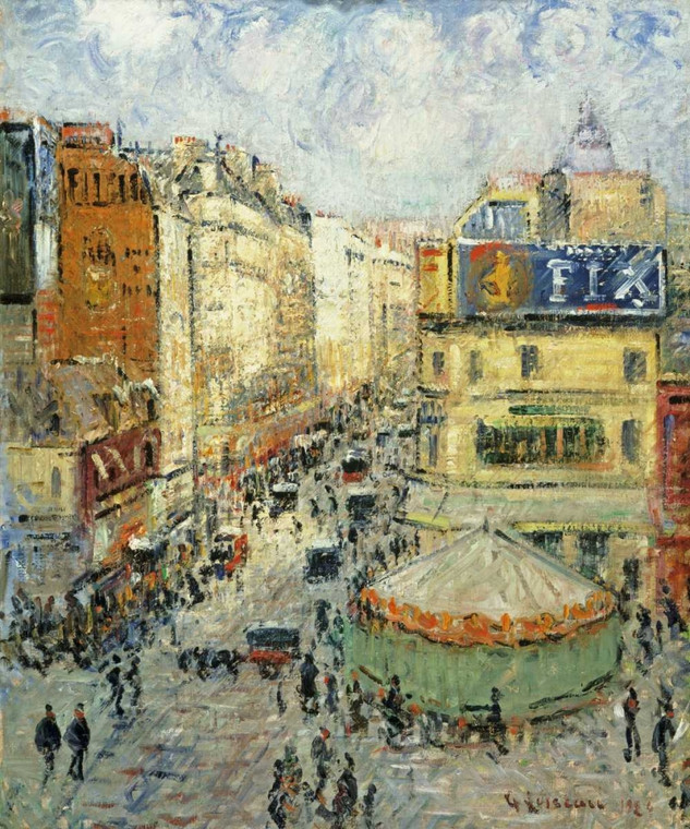 Loiseau Gustave Rue De Clignancourt Paesaggio cm73X59 Immagine su CARTA TELA PANNELLO CORNICE Verticale