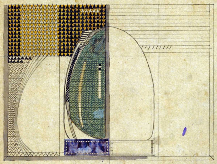 Mackintosh Charles Rennie Design, 1916 Per W.J Bassett Lowke Esq Astratto cm57X75 Immagine su CARTA TELA PANNELLO CORNICE Orizzontale
