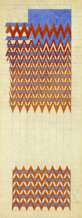 Mackintosh Charles Rennie Fabric Design 1916 illustrativo cm96X36 Immagine su CARTA TELA PANNELLO CORNICE Verticale