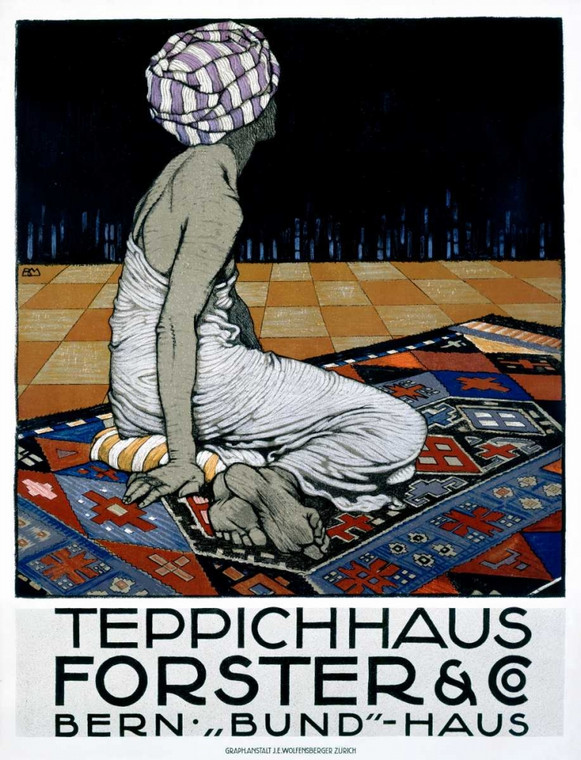 Mangold Burkhard Teppichhaus Forster e Co. Vintage ? cm111X84 Immagine su CARTA TELA PANNELLO CORNICE Verticale