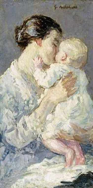 Melchers Gari Julia Payne e suo figlio Ivan museo cm114X54 Immagine su CARTA TELA PANNELLO CORNICE Verticale