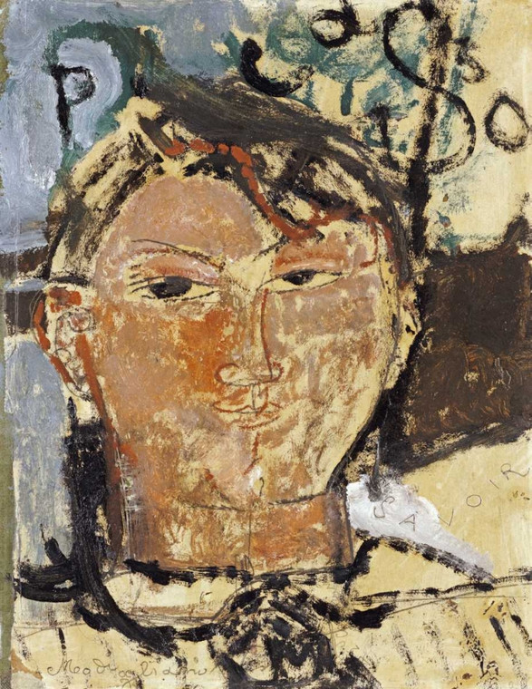 Modigliani Amedeo Ritratto di Picasso Astratto cm86X66 Immagine su CARTA TELA PANNELLO CORNICE Verticale