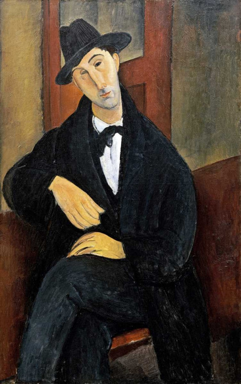 Modigliani Amedeo Ritratto di Mario.  Marios Varvoglios Figurativo cm91X57 Immagine su CARTA TELA PANNELLO CORNICE Verticale